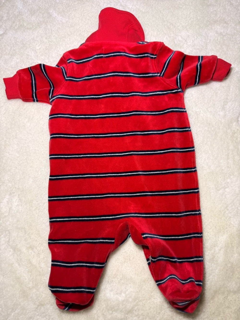 Ralph Lauren Baby Boy's Striped French Rib Coverall Red velour size NB - Picture 7 of 7